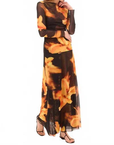 Misa Women's Lira Yellow Flora Top In Yellow Floral In Brown