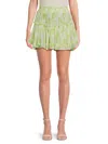 Misa Women's Marion Floral Ruffle Miniskirt In Honeydew
