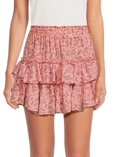 Misa Women's Nahla Paisley Tiered Mini Skirt In Rose Paisley