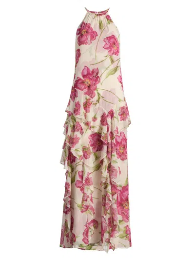 Misa Novah Dress Fuchsia Blooms Mix In Multi