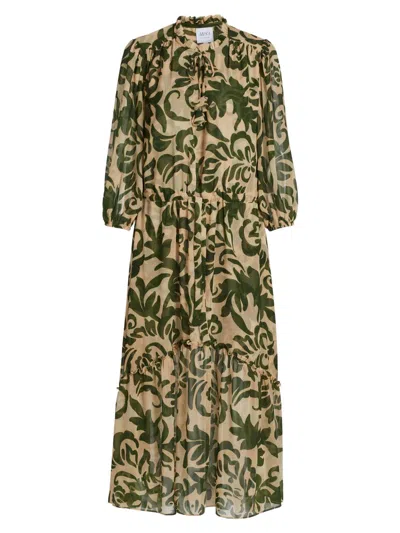 Misa Women's Olivia Printed Chiffon Midi-dress In Green