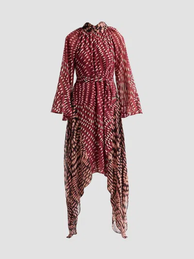 Misa Women's Parisa Printed Midi Dress In Burgundy