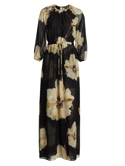 Misa Women's Perdita Floral Chiffon Maxi Dress In Black