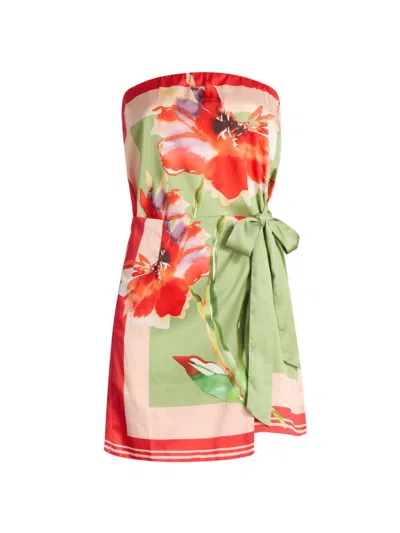 Misa Priya Satin Wrap Mini Dress In Multi