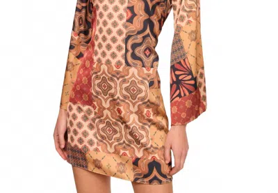 Misa Women's Twiggy Dress In Surreal Patchwork Satin In Brown