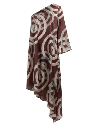 Misa Women's Victoria Asymmetric One-shoulder Midi-dress In Chocolate Halo