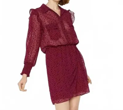 Misa Yolanda Star Print Dress In Dark Rose In Burgundy