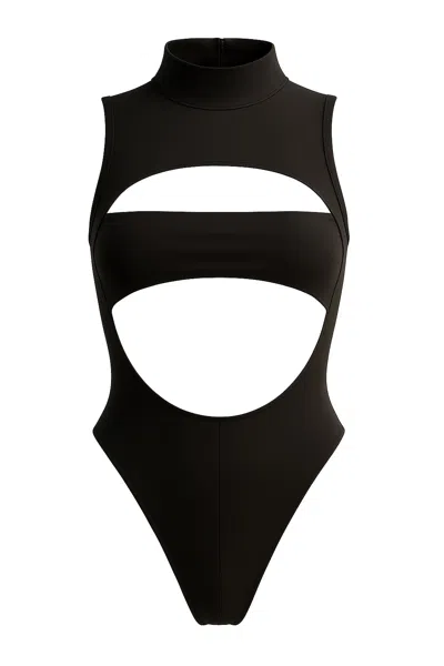 Misari Women's Pure Black Cut-out Swimsuit