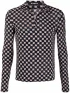 Misbhv Monogram Half-zip Longsleeve Black Lycra Long Sleeves T-shirt With Beige Monogram - Monogram Half-zi In Black/beige