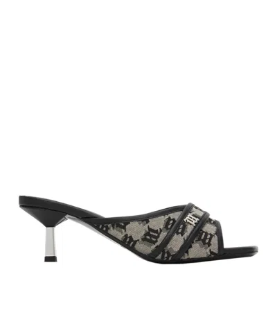Misbhv 70mm Monogram Open-toe Mules In Black