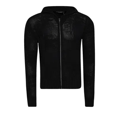 Pre-owned Misbhv Acid Washed Knitted Hoodie 'black' | Men's Size Xl