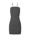Misbhv Black & Beige Monogram Spaghetti Mini Dress In Black