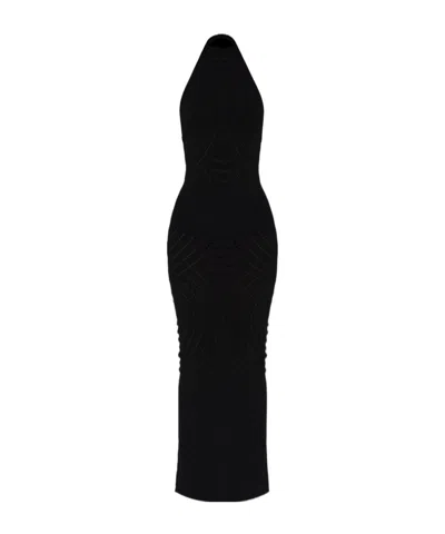 MISBHV MESH HALTER NECK BACKLESS MAXI DRESS