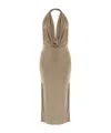 Misbhv Draped Backless Dress In Beige In Nude