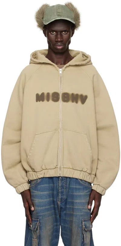 Misbhv Beige Community Zipped Hoodie In Vintage Beige