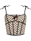 Misbhv Beige Monogram Coquette Corset Top In Beige
