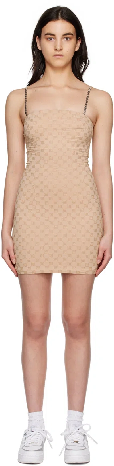 Misbhv Beige Monogram Minidress In Sesame