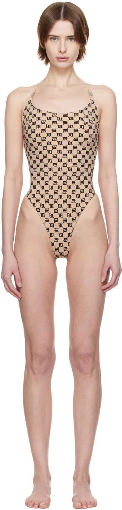 Misbhv Beige Monogram One-piece Swimsuit