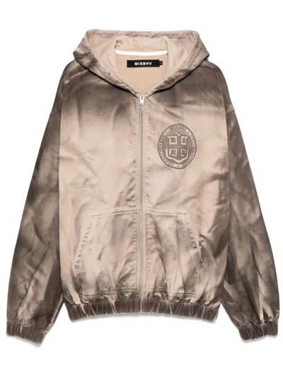 MISBHV MISBHV BEIGE TIE-DYE ZIP-UP SWEATSHIRT WITH HOOD