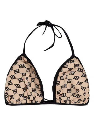 Misbhv Beige Triangle Bikini Top With Logo
