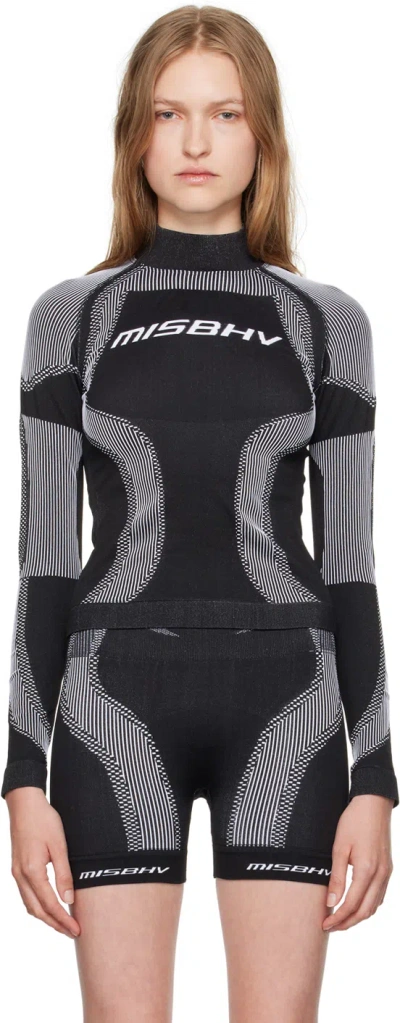Misbhv Black Active Wear Long Sleeve Sport Top In Black/white