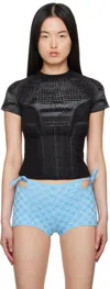 Misbhv Fitted Top With Futuristic Geometric Pattern In Black