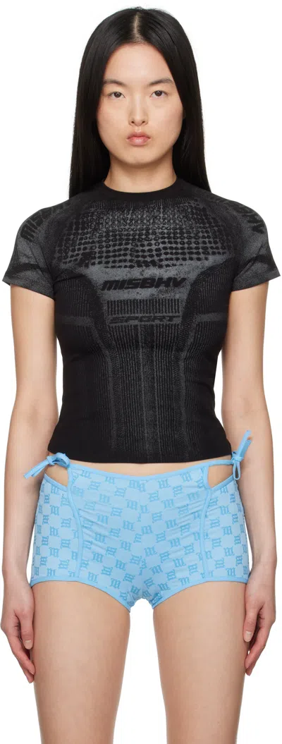 Misbhv Black Activewear Printed Jersey T-shirt In Blue