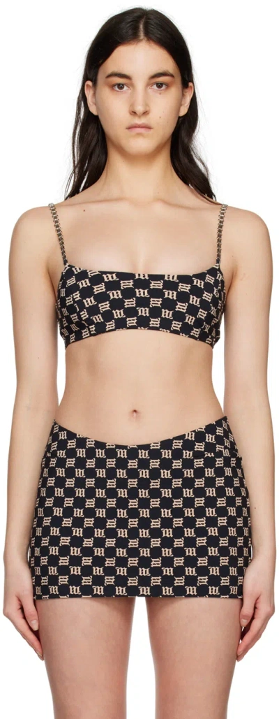 Misbhv Black & Beige Monogram Bralette In Black/beige