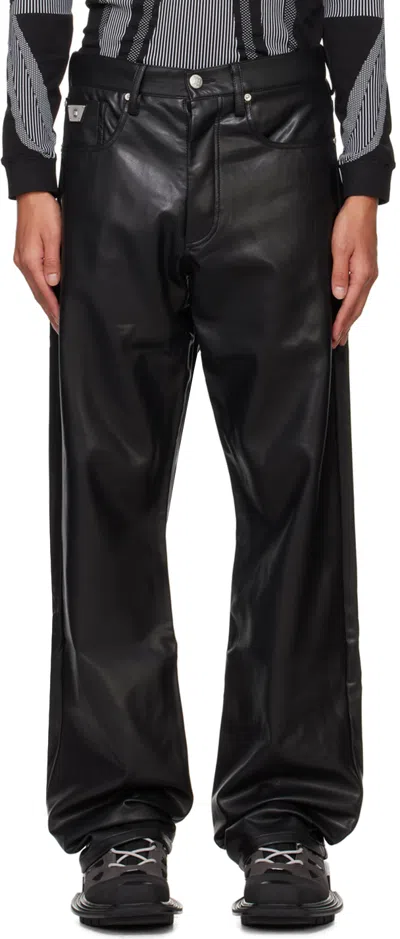 Misbhv Black Button-fly Faux-leather Trousers