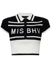 Misbhv Black Cotton Short Polo With White Logo In Black
