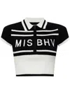 Misbhv Black Cotton Short Polo With White Logo In Multicolor