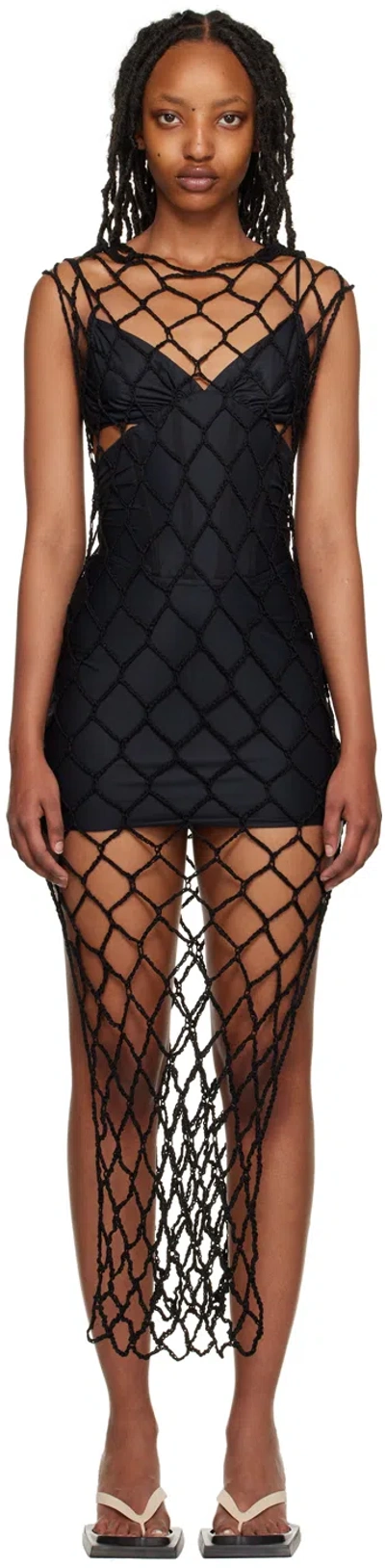 Misbhv Black Crochet Maxi Dress
