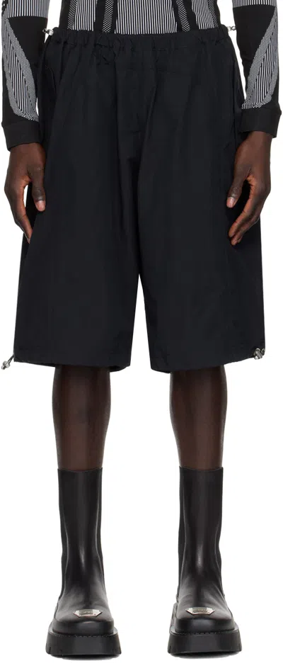 Misbhv Black Crushed Parachute Shorts