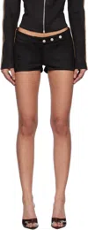 Misbhv Black Faux Suede Moto Shorts In Black