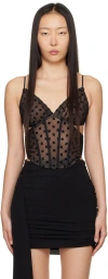 Misbhv Monogram Mesh Corset Top In Black