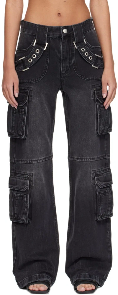 Misbhv Harness Strap Cargo Jeans In Black