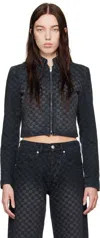Misbhv Black Jacquard Monogram Denim Jacket In Black