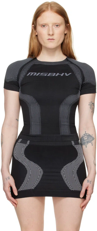 Misbhv Black Jacquard Sport Top In Muted Black