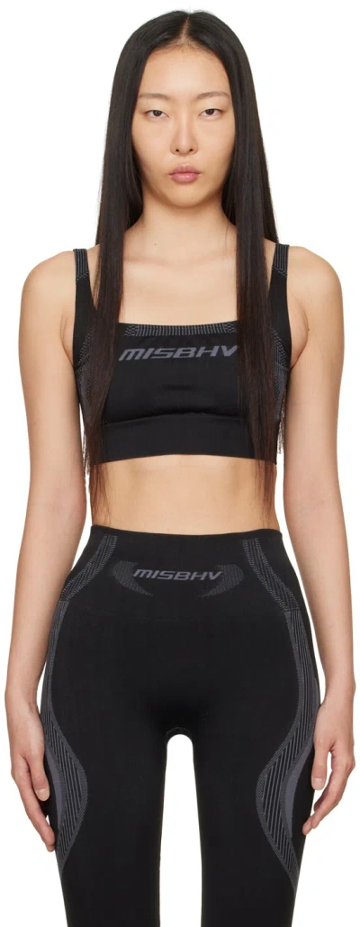 Misbhv Black Jacquard Top In Muted Black