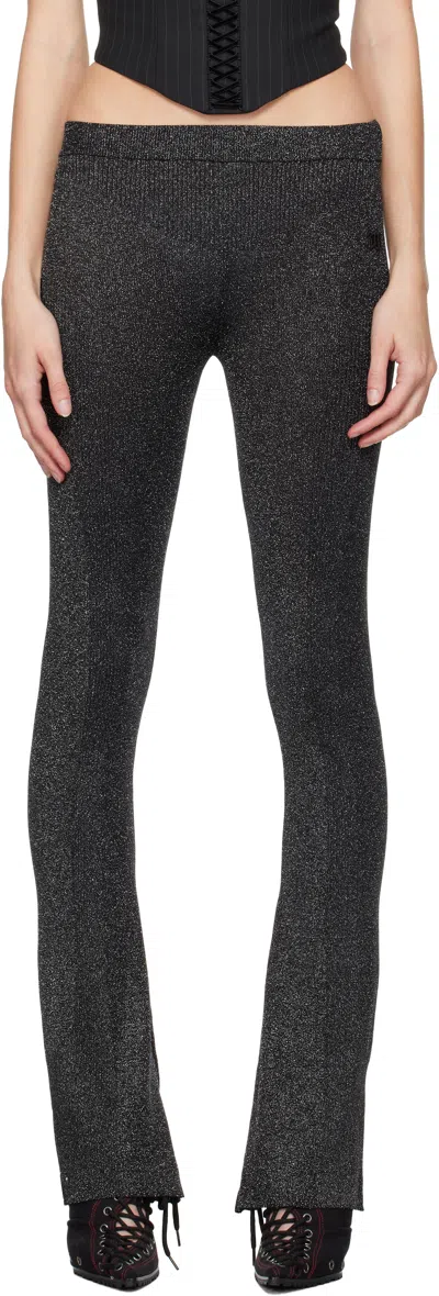 Misbhv Black Knitted Flared Trousers In Silver Black