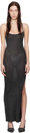Misbhv Black Knitted Long Maxi Dress In Silver Black
