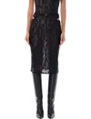 Misbhv Black Lace Cut Out Midi Skirt