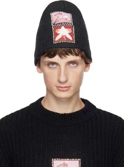 Misbhv Black Lily Orchid Beanie