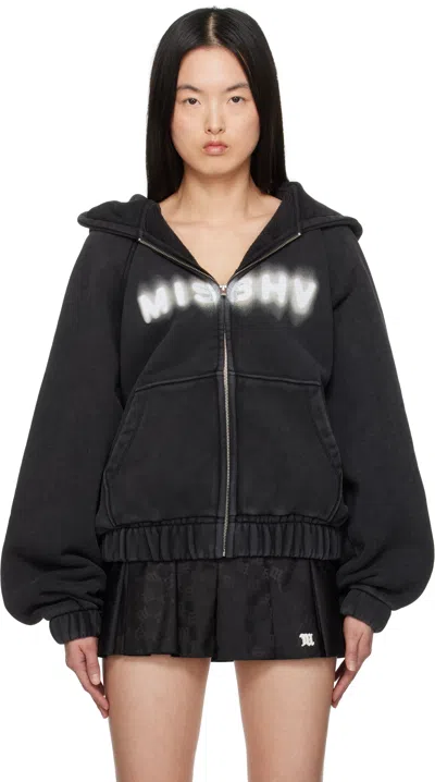 Misbhv Black Logo Community Zipped Hoodie In Washed Black