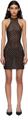 Misbhv Black Mesh Monogram Halter Minidress In Black
