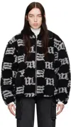 Misbhv Black Monogram Faux-shearling Jacket In Mlc