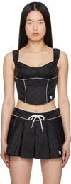 Misbhv Black Monogram Nylon Corset Top In Black
