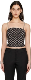 Misbhv Monogram Fitted Spaghetti Top In Black/beige