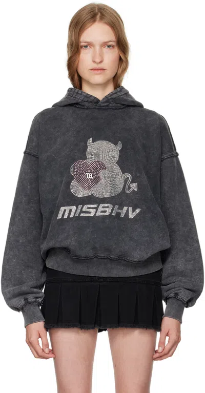 Misbhv Black 'my Bear' Hoodie In Stone Wash