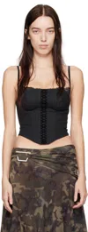 Misbhv Black Office Pinstripe Corset Top In Black